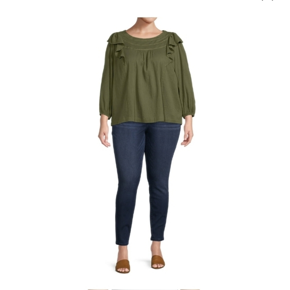 TERRA & SKY PLUS SIZE CORE SKINNY JEANS DARK BLUE WASH - Picture 5 of 15